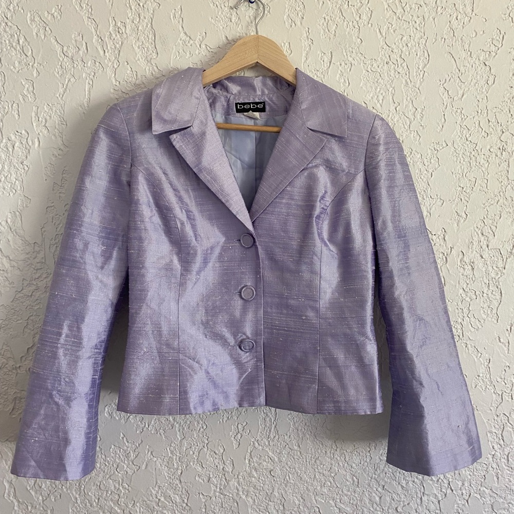 NWT Bebe Lavender Silk ankle pant/blazer set size 8/10